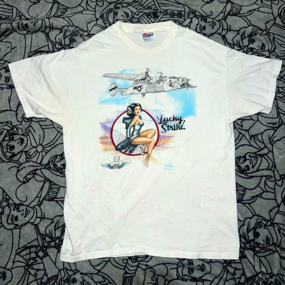 Vintage Bomber Airplane PinUp Girl T Shirt Sophos Art